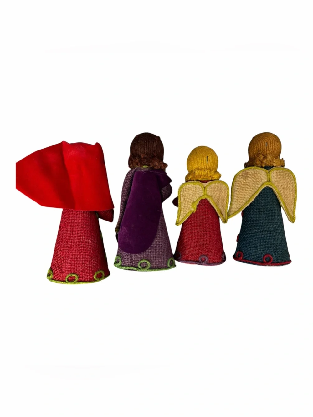 Vintage Handcrafted Burlap Nativity Figurine Set Made In Thailand